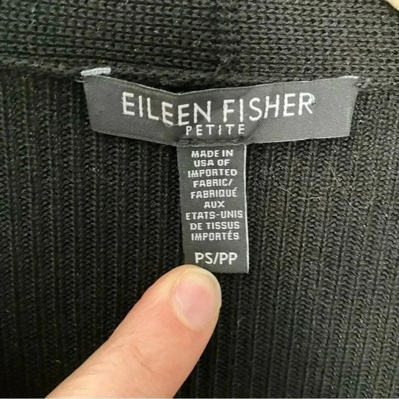 Eileen Fisher 100% tencel lyocell  black ribbed open cardigan - Picture 6 of 6